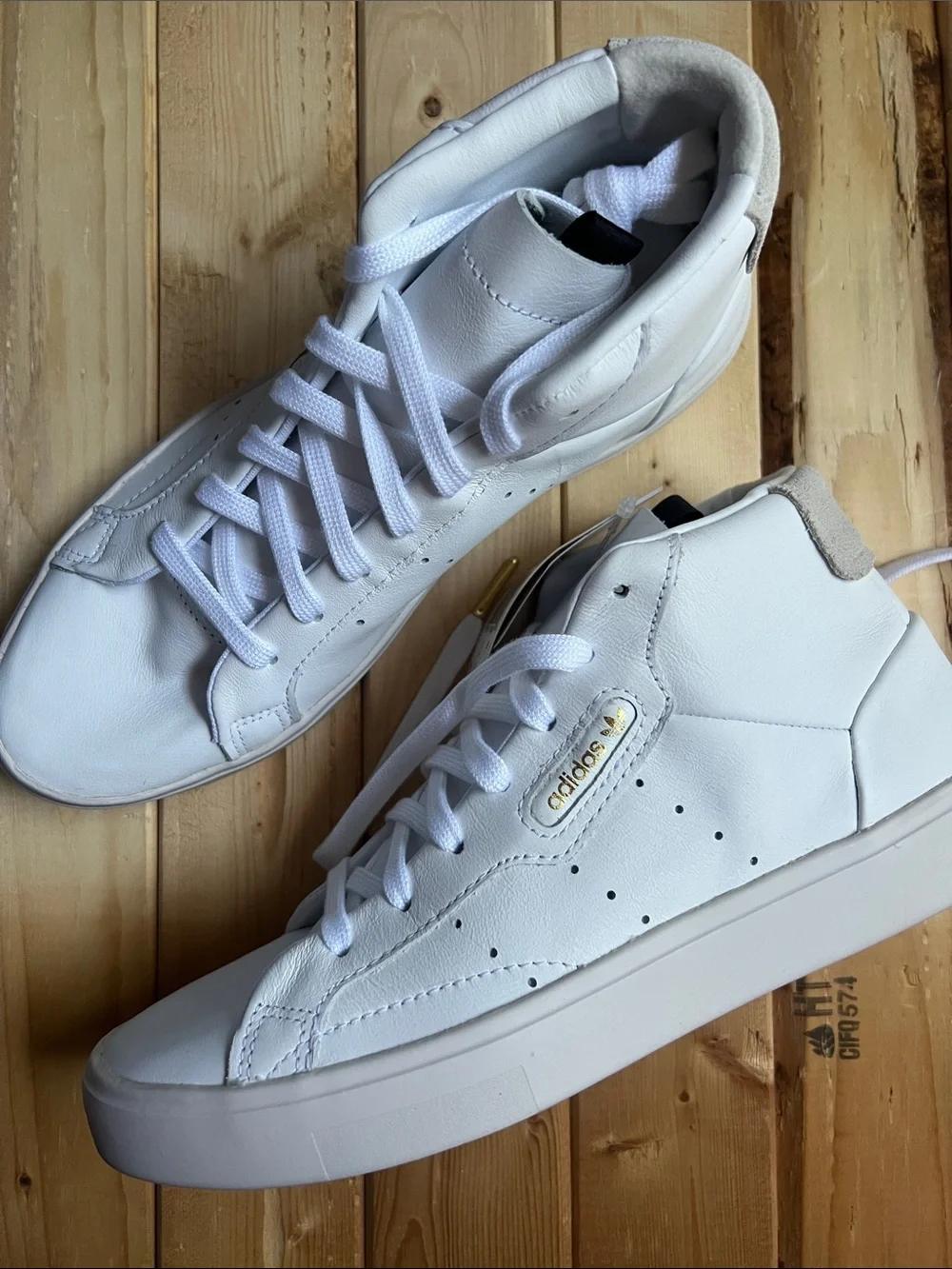 Adidas White High-Top Leather Sneakers